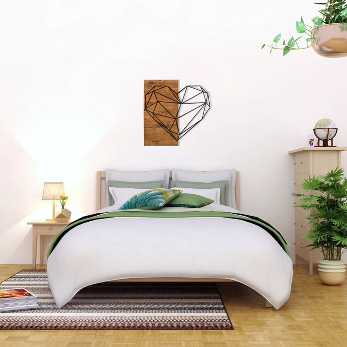 Wallity Heart Escultura de Pared Negro y Nogal